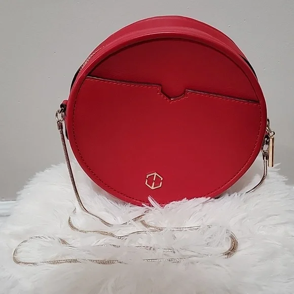 Welden Meridian Crossbody Circle Bag - Red Leather Gold Hardware EUC